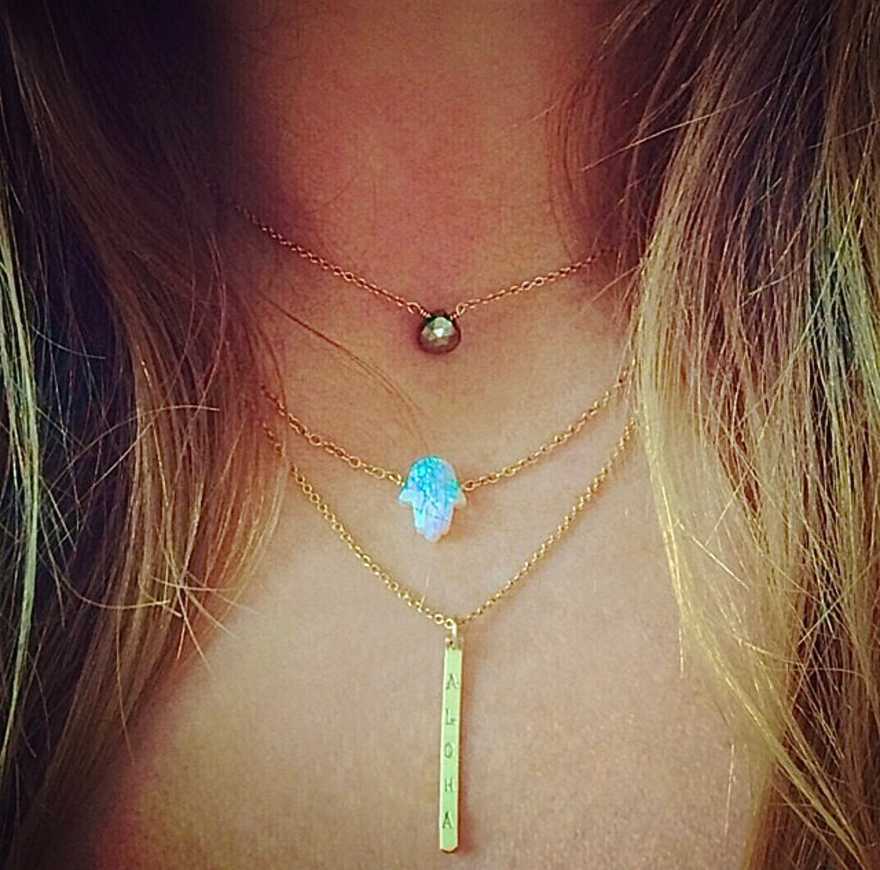 Opal Hamsa Necklace