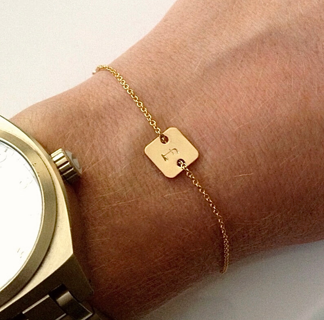 Square Initial Bracelet