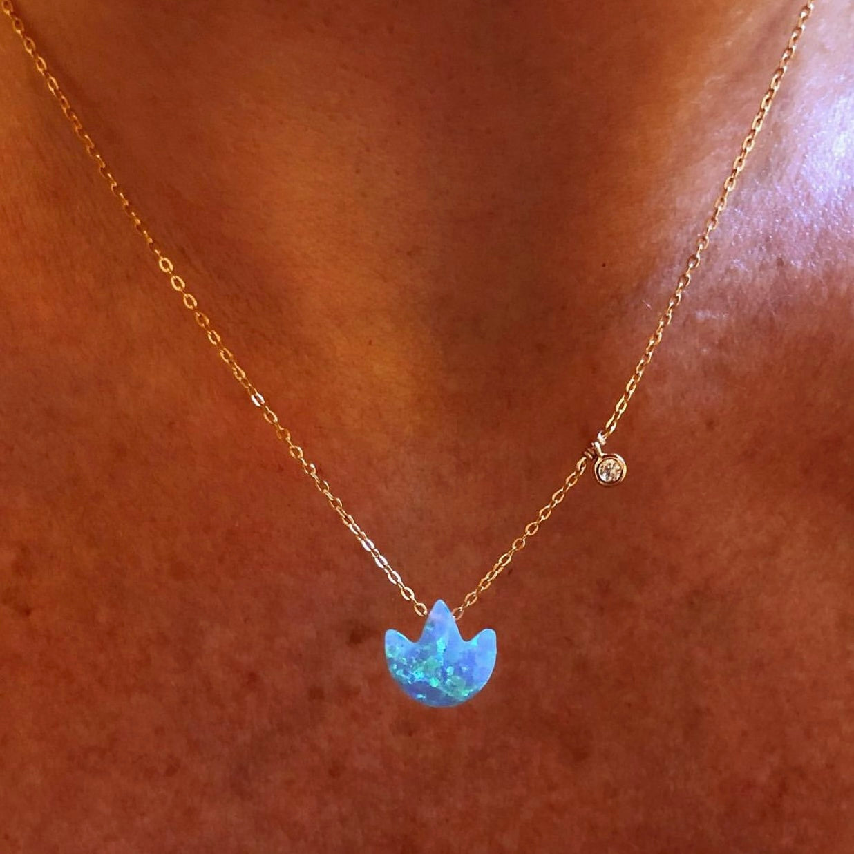 Opal Lotus Necklace