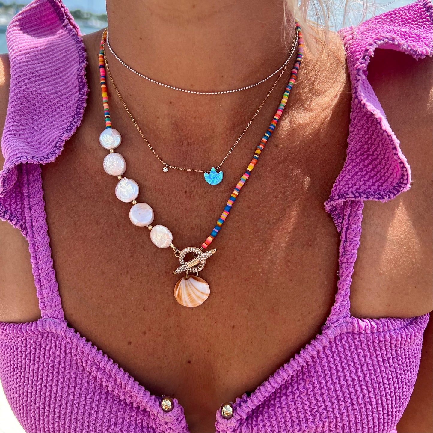 Opal Lotus Necklace