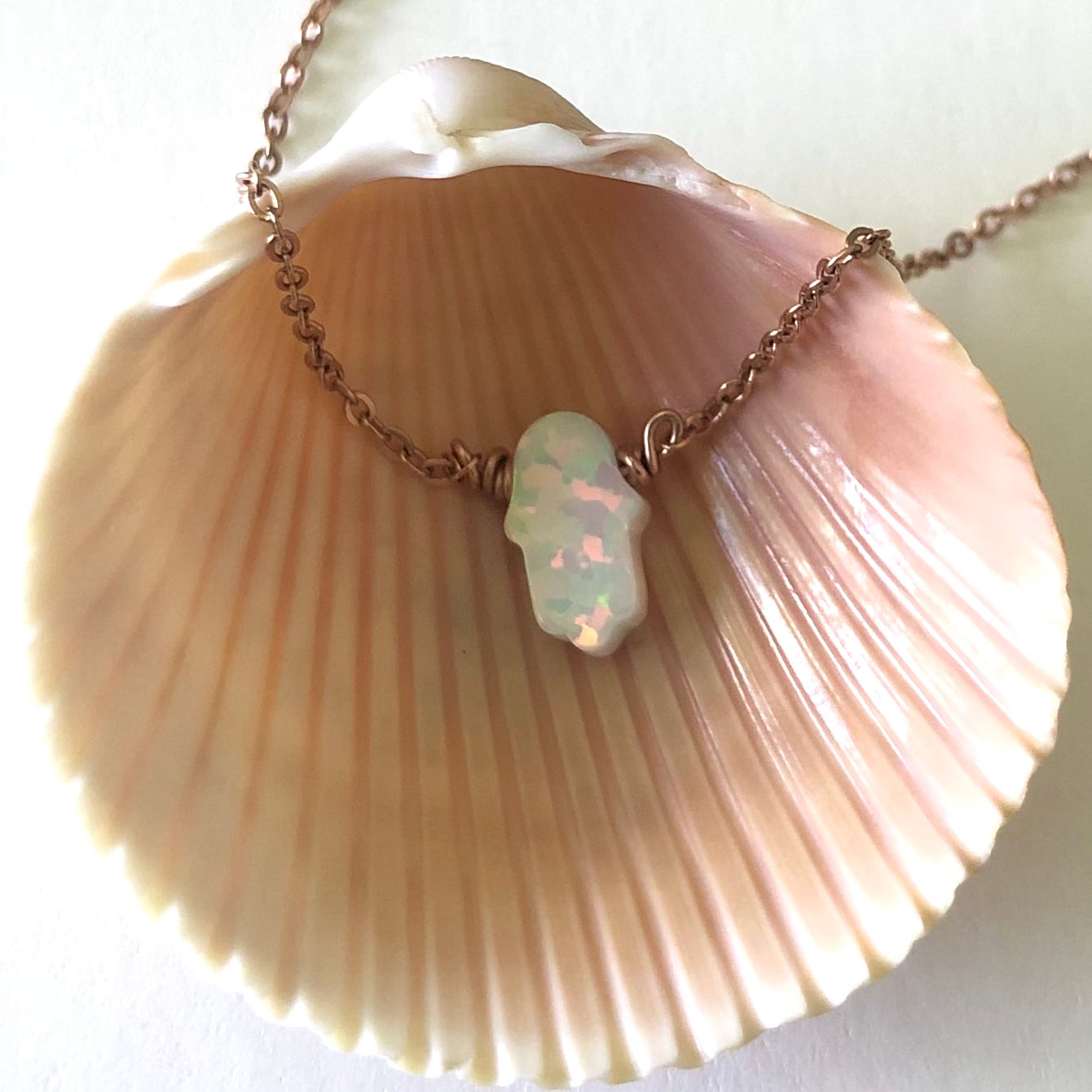 Opal Hamsa Necklace