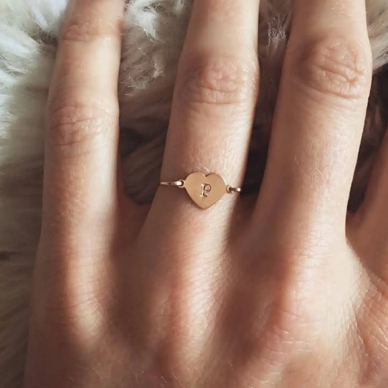 Personalized Mini Heart Ring